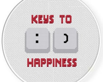 Keys To Happiness PDF Cross Stitch Pattern Needlecraft - Instant Download - Modern Chart