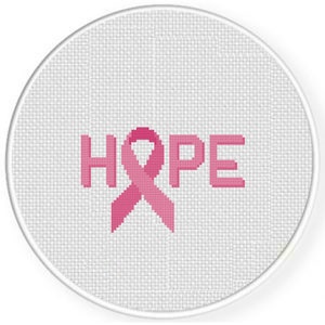 Hope Pink Ribbon PDF Cross Stitch Pattern Needlecraft - Instant Download - Modern Chart