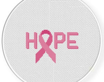 Hope Pink Ribbon PDF Kreuzstichmuster Handarbeit - Instant Download - Moderne Anleitung