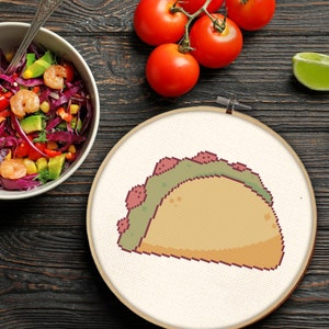 Taco PDF Cross Stitch Pattern Needlecraft - Instant Download - Modern Chart