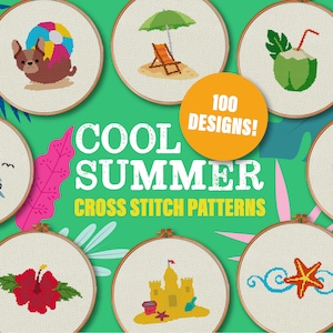 100 Charts!! Cool Summer Pack Cross Stitch Patterns In One Easy Instant Download