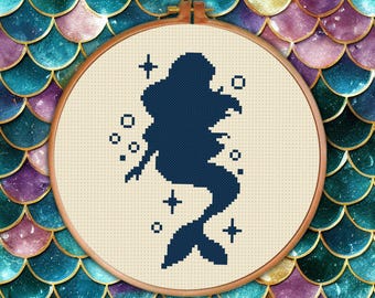 Mermaid Silhouette Cross Stitch Pattern PDF - Instant Download - Etsy