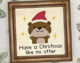 Have A Christmas Like No Otter PDF Cross Stitch Pattern Needlecraft - Instant Download - Modern Chart