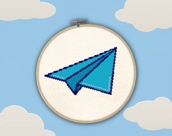 Paper Plane PDF Cross Stitch Pattern Needlecraft - Instant Download - Modern Chart