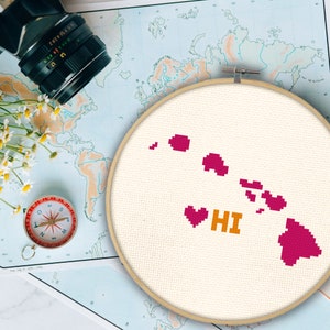 Love Hawaii PDF Cross Stitch Pattern Needlecraft - Instant Download - Modern Chart