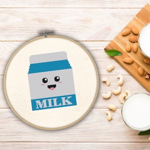 Cute Milk Carton PDF Cross Stitch Pattern Needlecraft - Instant Download - Modern Chart