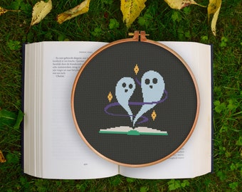 Ghost Book PDF Cross Stitch Pattern Needlecraft - Instant Download - Modern Chart