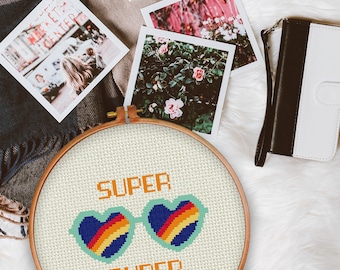 Super Duper PDF Cross Stitch Pattern Needlecraft - Instant Download - Modern Chart