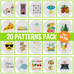 20 Cutie Patootie Cross Stitch Patterns In One Easy Instant Download