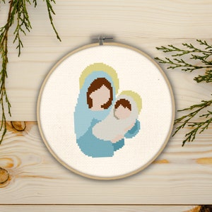 Mary and Baby Jesus PDF Cross Stitch Pattern Needlecraft - Instant Download - Modern Chart