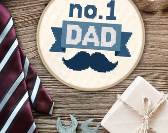 No. 1 Dad PDF Cross Stitch Pattern Needlecraft - Instant Download - Modern Chart