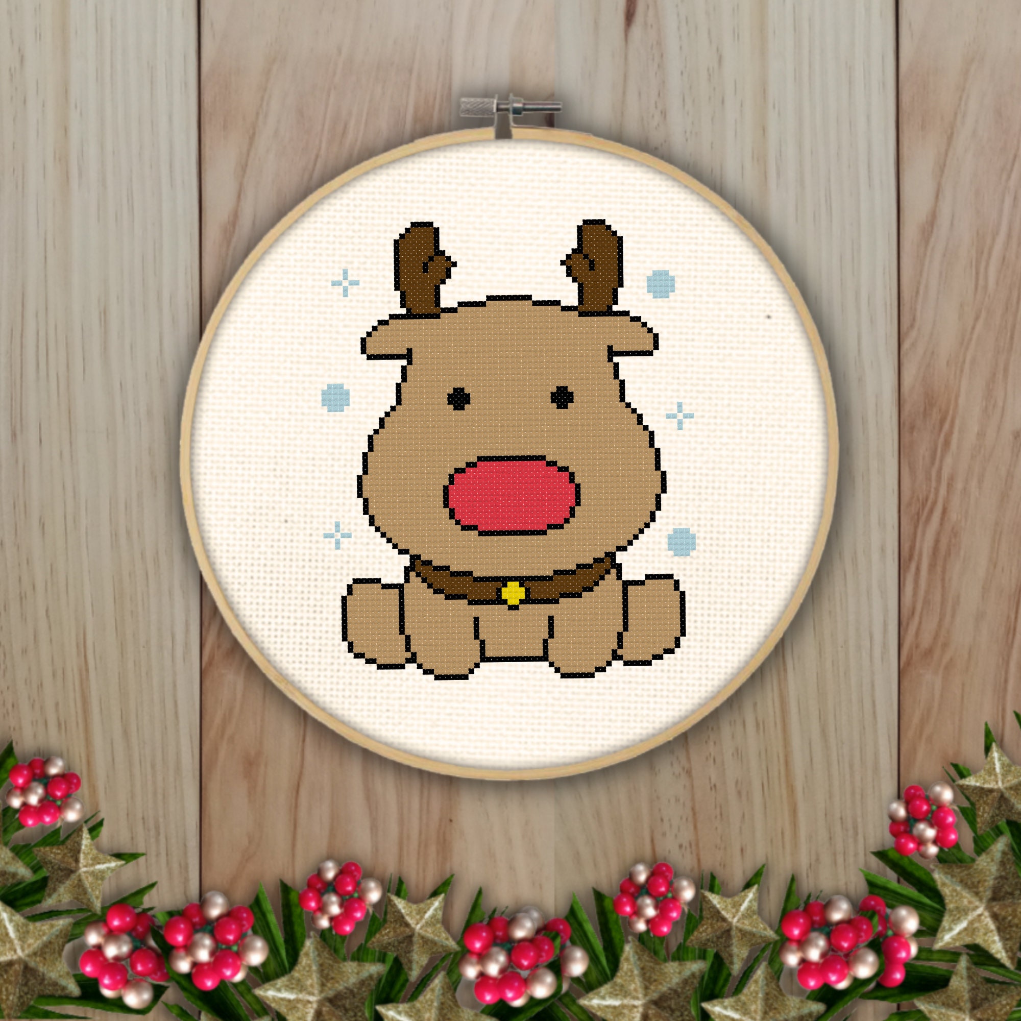 Reindeer Doodle PDF Cross Stitch Pattern Needlecraft - Instant Download ...