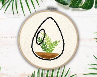 Terrarium PDF Cross Stitch Pattern Needlecraft - Instant Download - Modern Chart