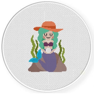 Sirena con perla PDF Cross Stitch Pattern Needlecraft - Descarga instantánea - Gráfico moderno