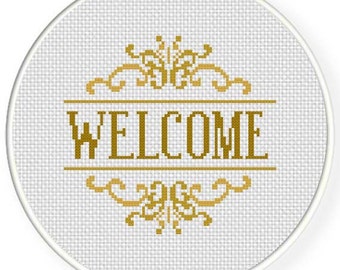 Welcome PDF Cross Stitch Pattern Needlecraft - Instant Download - Modern Chart