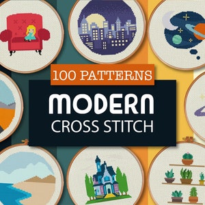100 Charts!! Modern Pack Cross Stitch Patterns In One Easy Instant Download