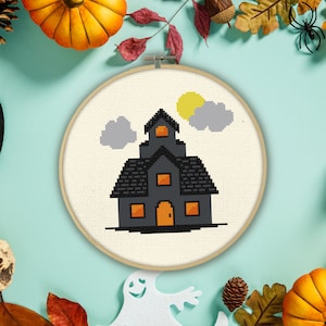 Creepy House PDF Cross Stitch Pattern Needlecraft - Instant Download - Modern Chart