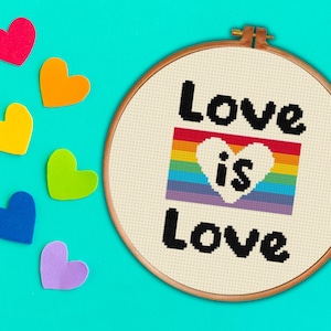 Love Is Love PDF Cross Stitch Pattern Needlecraft - Instant Download - Modern Chart