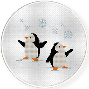Penguins in Snow Counted Cross Stitch Chart, Winter PDF Pattern, for Cross Stitching & Xstitch Fans, Instant Download - Modern Chart