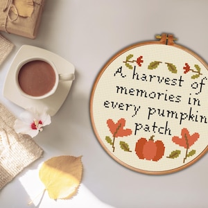 Een oogst aan herinneringen in elke pompoenpatch pdf-kruissteekpatroon Needlecraft - direct downloaden - moderne kaart