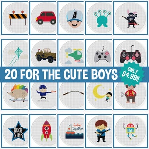 20 For The Cute Boys Cross Stitch Patterns In One Easy Instant Download