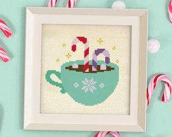 Hot Cocoa Candy PDF Cross Stitch Pattern Needlecraft - Instant Download - Modern Chart