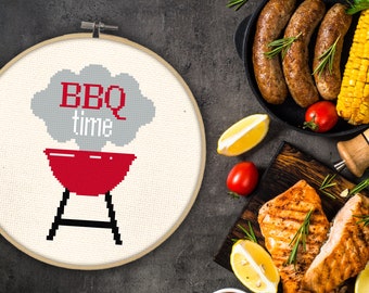 BBQ Time PDF Cross Stitch Pattern Needlecraft - Instant Download - Modern Chart