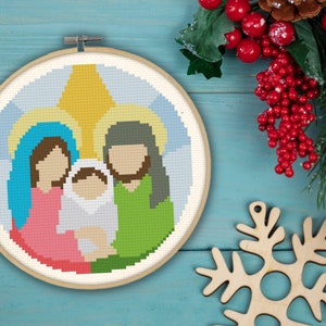 Holy Family PDF Cross Stitch Pattern Needlecraft - Instant Download - Modern Chart