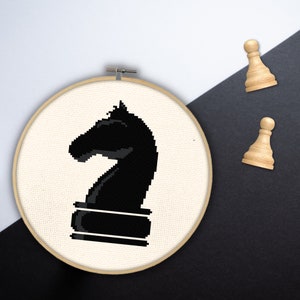 Knight Chess Piece PDF Cross Stitch Pattern Needlecraft - Instant Download - Modern Chart