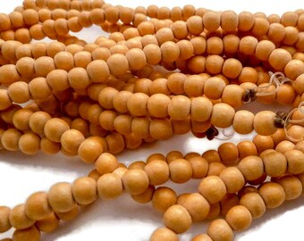 Light Orange Bead - 6mm Beads - Small Bead - Bright Colored Bead - Wooden Bead - 16 inch strand  - Wood Bead - Round Bead - Lightweight Bead