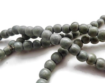 6 mm Light Gray Beads - Wooden Beads - Gray Beads - Small Beads - 16 in. Strand - Wood Bead - Round Bead - Round Wooden - Jewelry Making