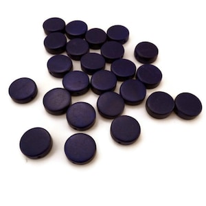 Dark Blue Wood Bead - Wood Beads - Blue Bead - 15 mm - Wooden Bead - Disc Bead - Wood Disc - Navy Blue Disc - Lightweight Beads
