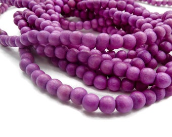 6mm Beads - Light Purple Bead -Small Beads - Bright Colored Bead - Wooden Bead - 16 inch strand  - Wood Bead - Round Bead - Lightweight Bead