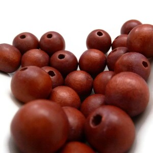 Rust Brown Wooden Bead - Wood Beads - Brown Bead - 16 in. Strand - 12 mm - Wooden Bead - Round Wood Bead