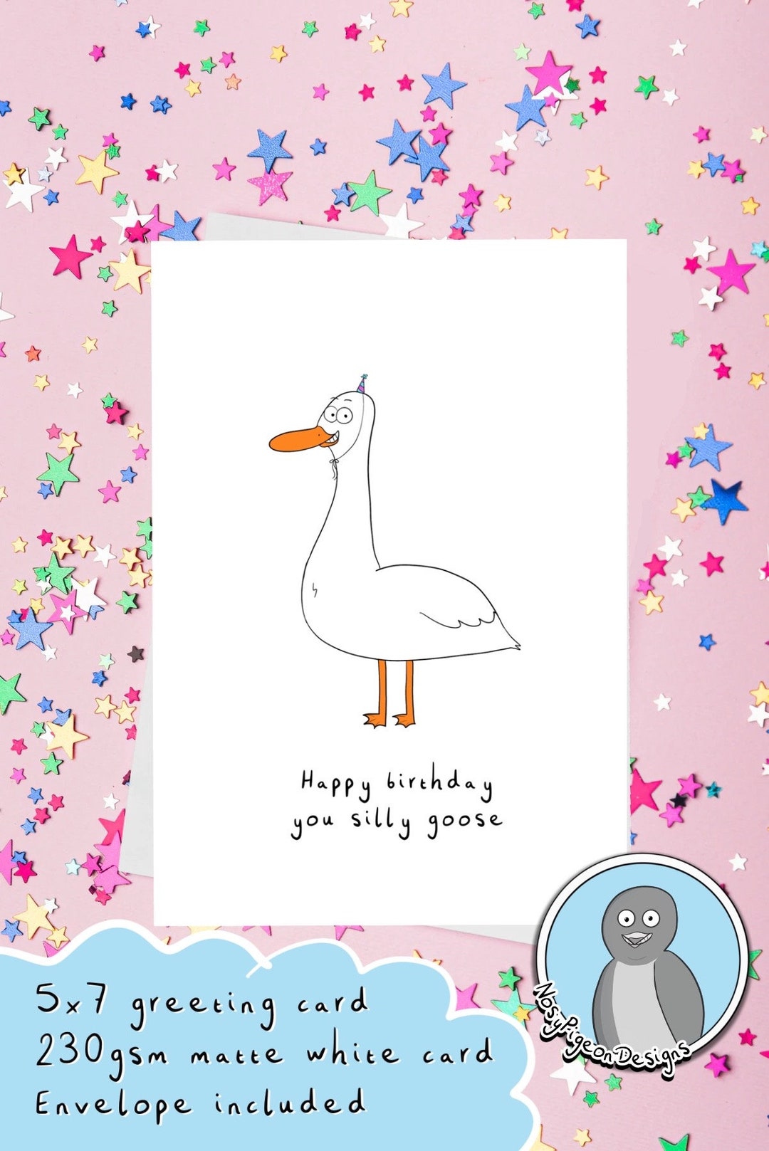 Funny Birthday Card, Happy Birthday You Silly Goose, Cartoon, Animals ...