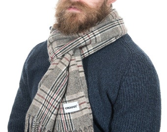 Mens Sand Red Check Scarf Gift Packaged by CRAGGI