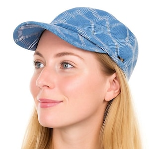 Newsboy Cap Military Hat Blue Pink Patchwork Check Cap