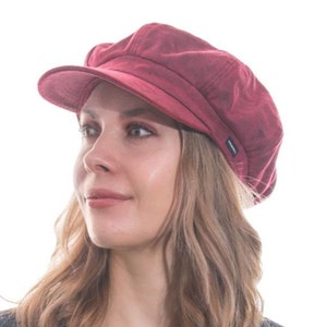 Casquette gavroche effet cire rose rouge Baker Boy image 1