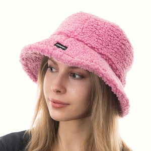 Gorro de pescador Borg Gorro de peluche Sherpa rosa
