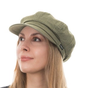 Cappello Baker Boy Berretto Newsboy Cappello Denim Lavato Verde Cachi