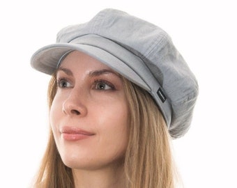 Baker Boy Hat Newsboy Cap Light Grey Washed Denim Hat