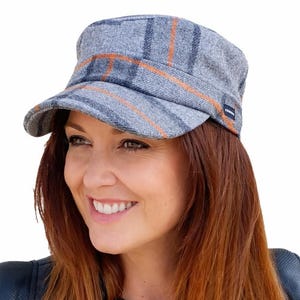 Tweed Newsboy Cap Grey Plaid Military Hat Check Cap