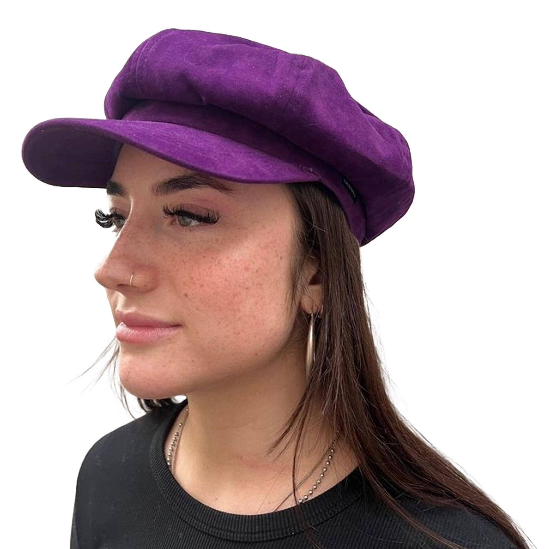 Baker Boy Hat Purple Velvet Newsboy Cap Big Apple Hat - Etsy