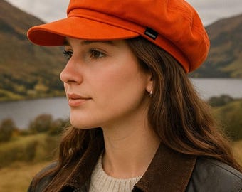 Velvet Baker Boy Hat Orange Velvet Newsboy Cap CRAGGI Hats