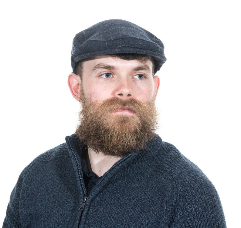 Mens Grey Check Tweed Flat Cap With Adjustable Etsy UK