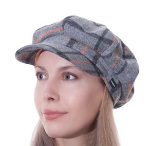 Tweed Baker Boy Hat Grey Plaid Newsboy Flat Cap