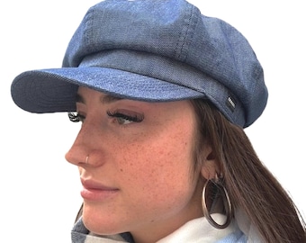 帽子 1970's vintage handmade patchwork hat Large / XL 70s Handmade Denim Patchwork Hat / Engineer