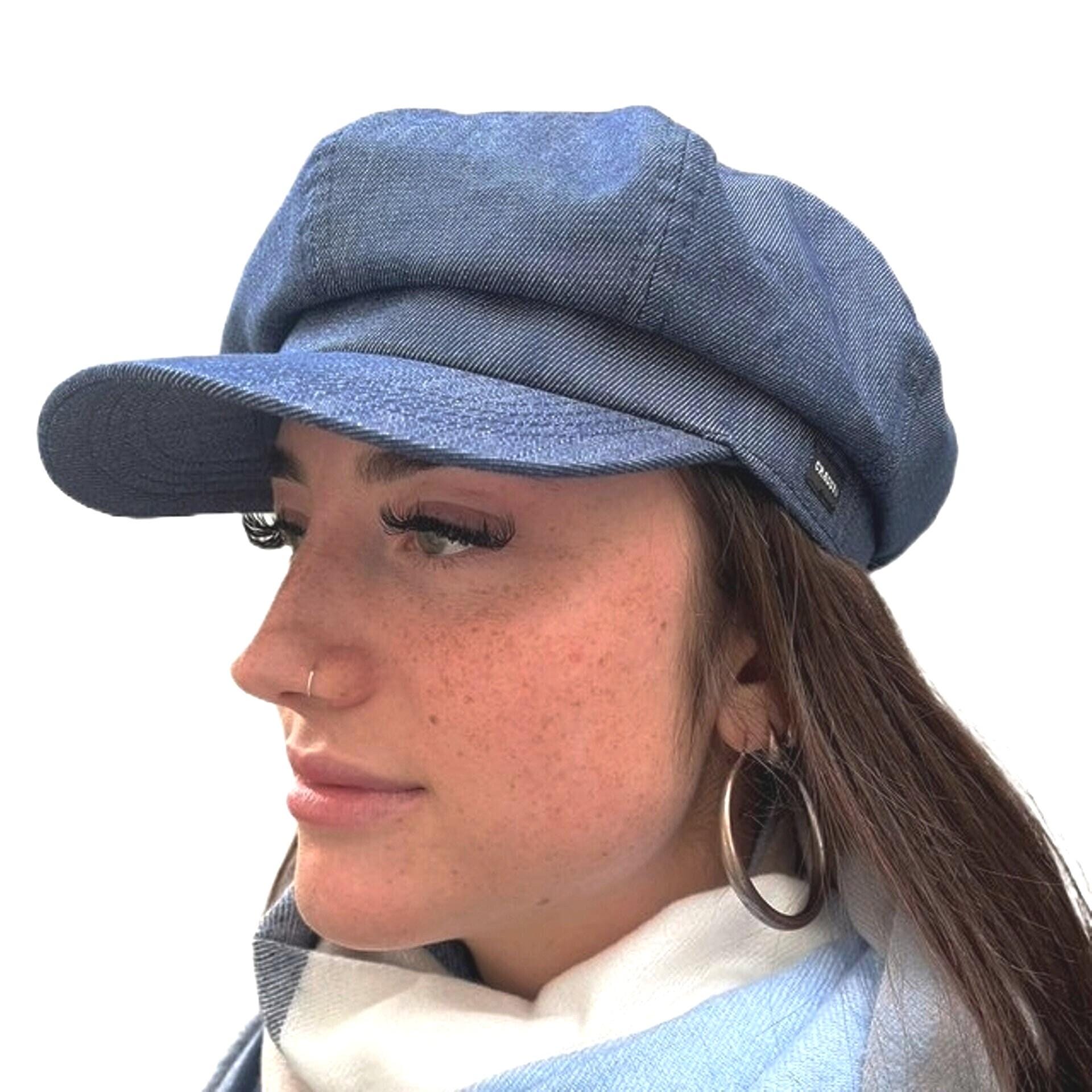 Denim Newsboy Cap, Denim Cap, Newsie, Bleached Denim Hat