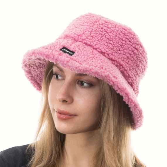 Borg Bucket Hat Pink Sherpa Teddy Hat Etsy