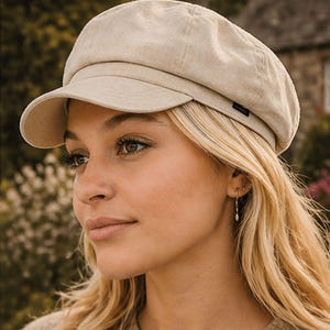 Craggi Ladies Stone Denim Baker Boy Hat. Womens Newsboy Cap